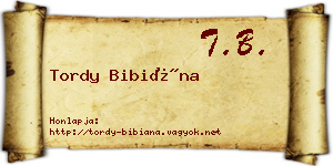 Tordy Bibiána névjegykártya